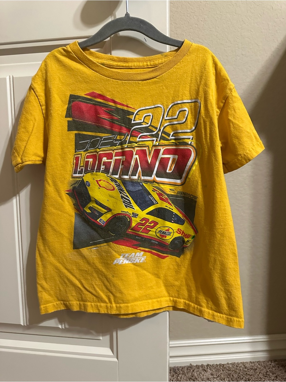 Joey Logano #22 Yellow Race Car Graphic Tee
